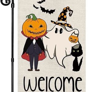 Halloween Party Decorations Welcome Happy Halloween Garden Flag Vertical Double